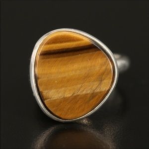 Sterling Silver Tiger's Eye Quartz Ring Size 6.25